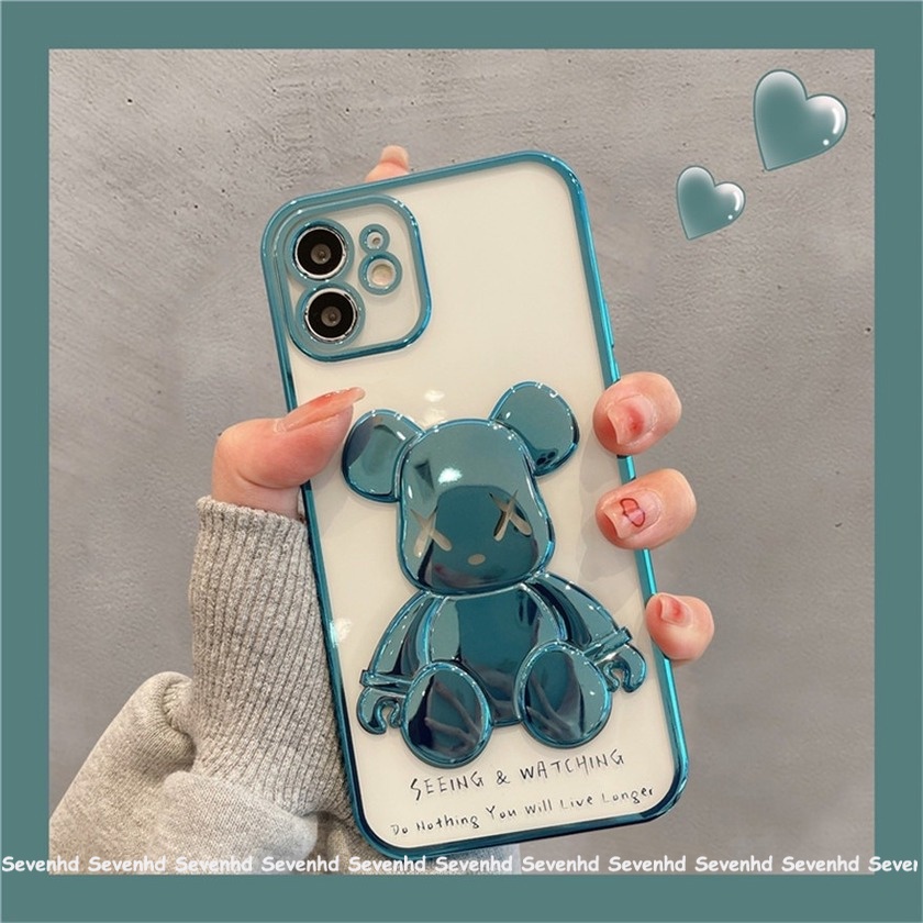 Ốp điện thoại mềm trong suốt mạ điện in hình Kaws thích hợp cho iPhone 13 Pro Max 12 11 Pro Max