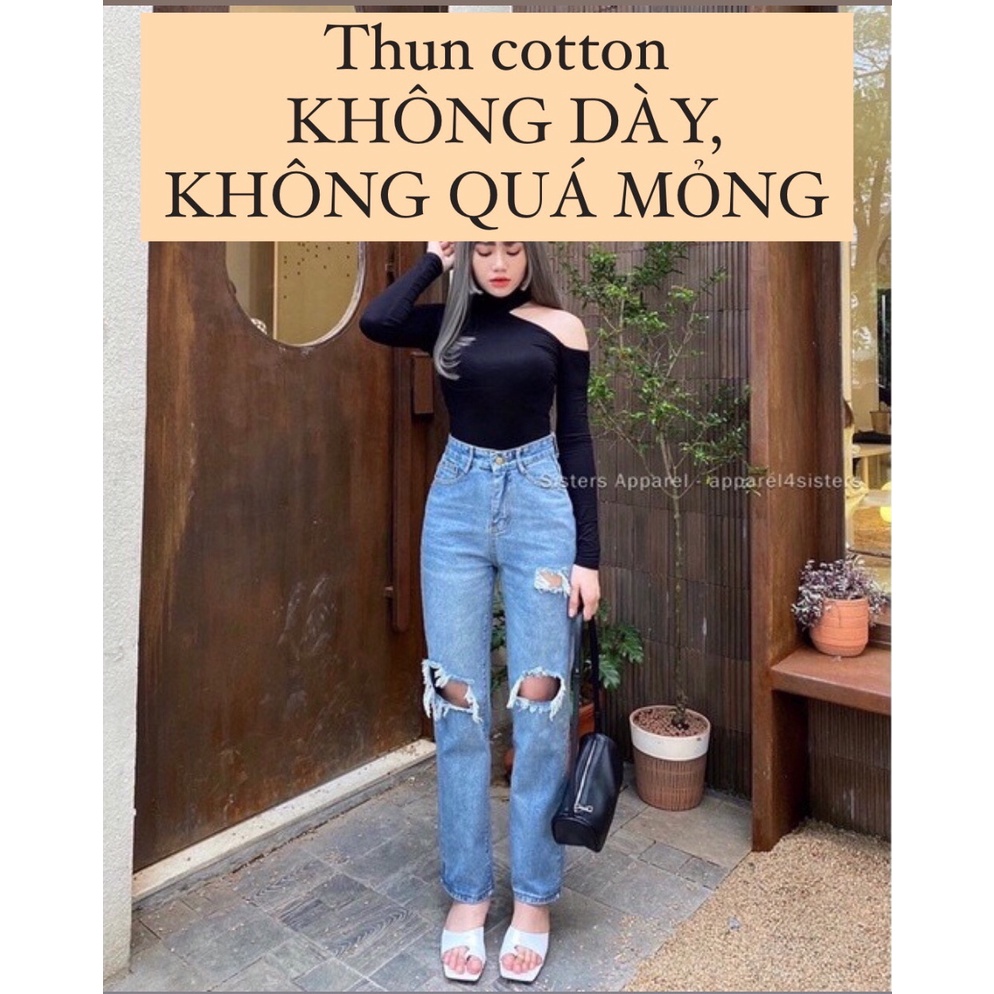 Áo cổ cao khoét vai-A025