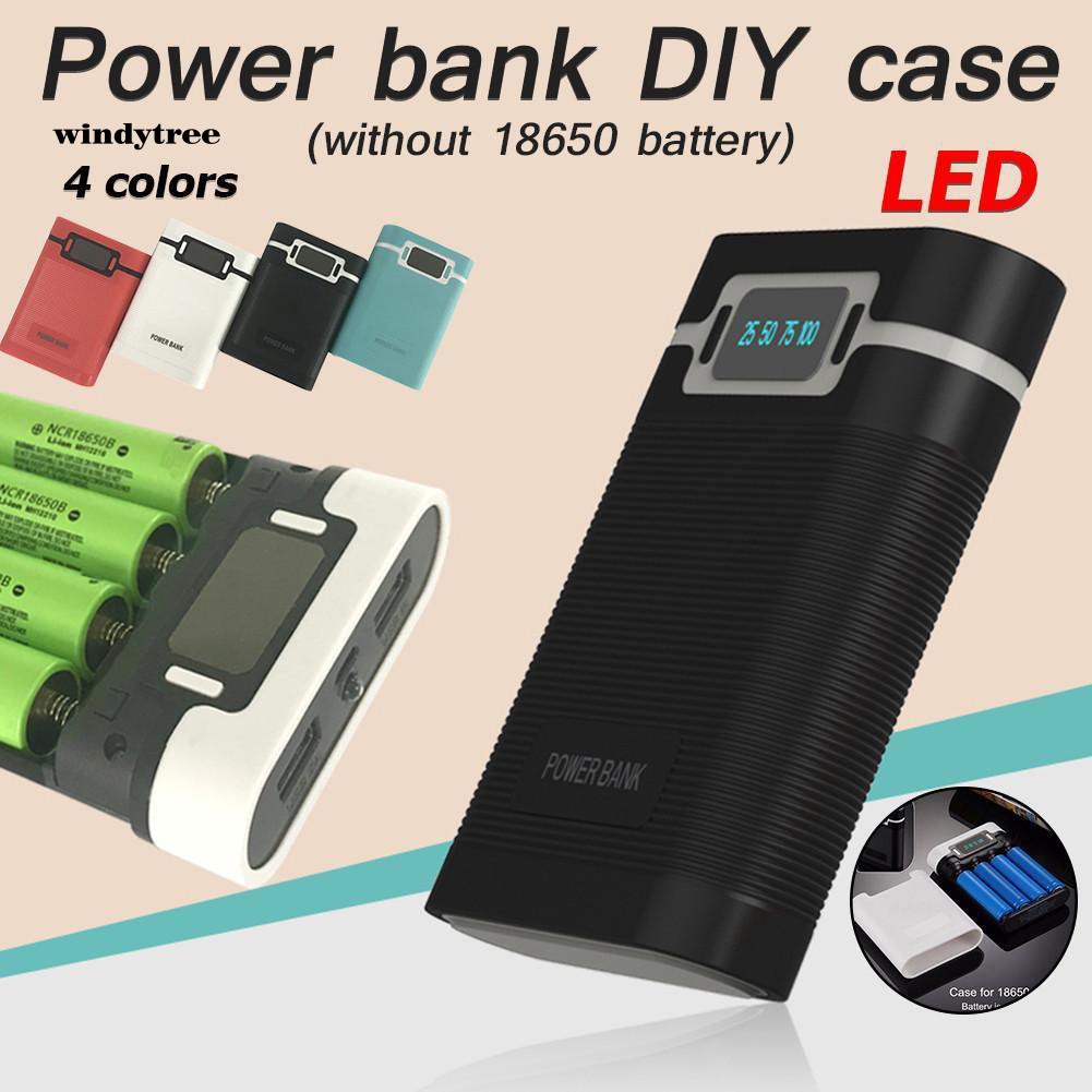 WDTE Dual USB LCD Display 4-Cell 18650 Battery Charger Box Power Bank DIY Case Kit