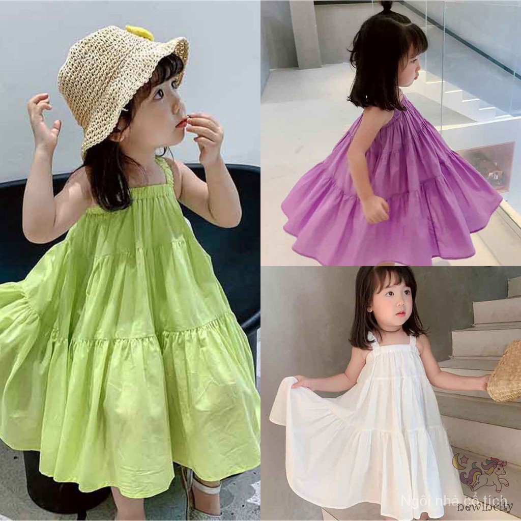 2021 mới nóng  Đầm Chất Liệu Vải Cotton Dễ Thương Xinh Xắn Thời Trang Hàn Quốc Cho Bé Thời trang quần áo trẻ em kiểu phư