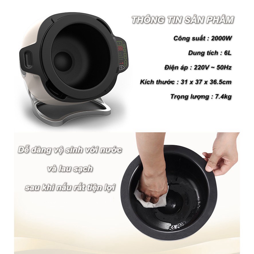 Robot Nấu Ăn Thông Minh 4 Chức Năng Nấu CORING KITCHEN Với Dung tích 6L Công suất 2000W - eurooutlet