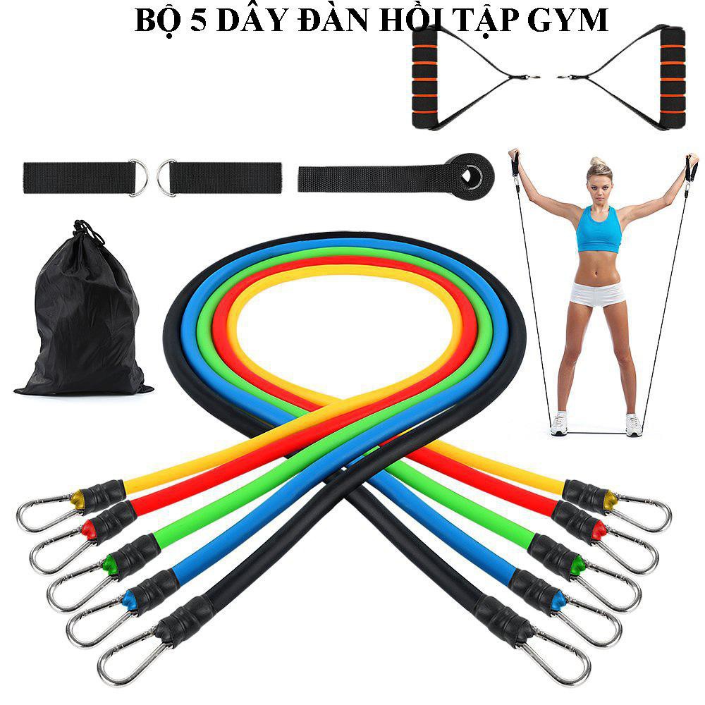 Bộ 5 dây tập gym ngũ sắc đàn hồi cao 💖 Bộ dây tập gym tại nhà với độ đàn hồi cao