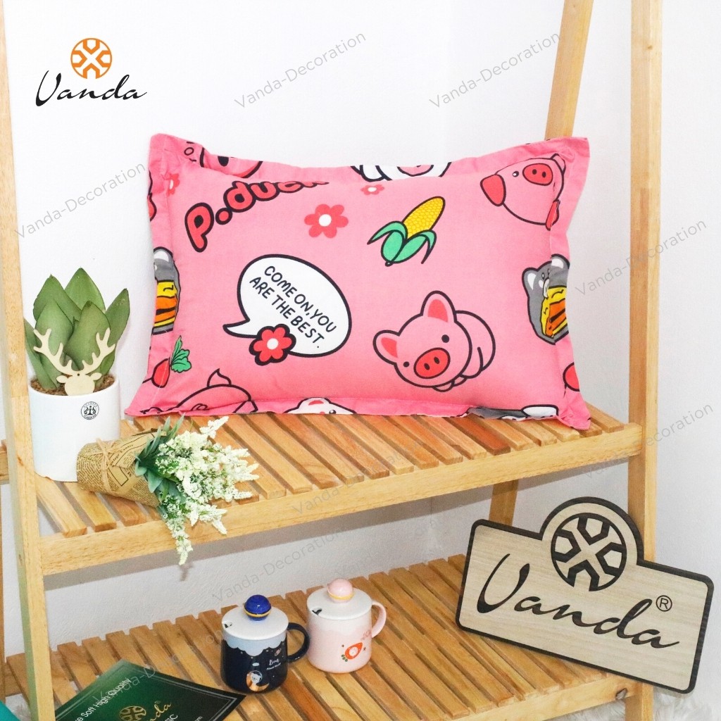 Vỏ gối đầu VANDA cotton poly họa tiết đẹp kích thước 45x65 (cm)