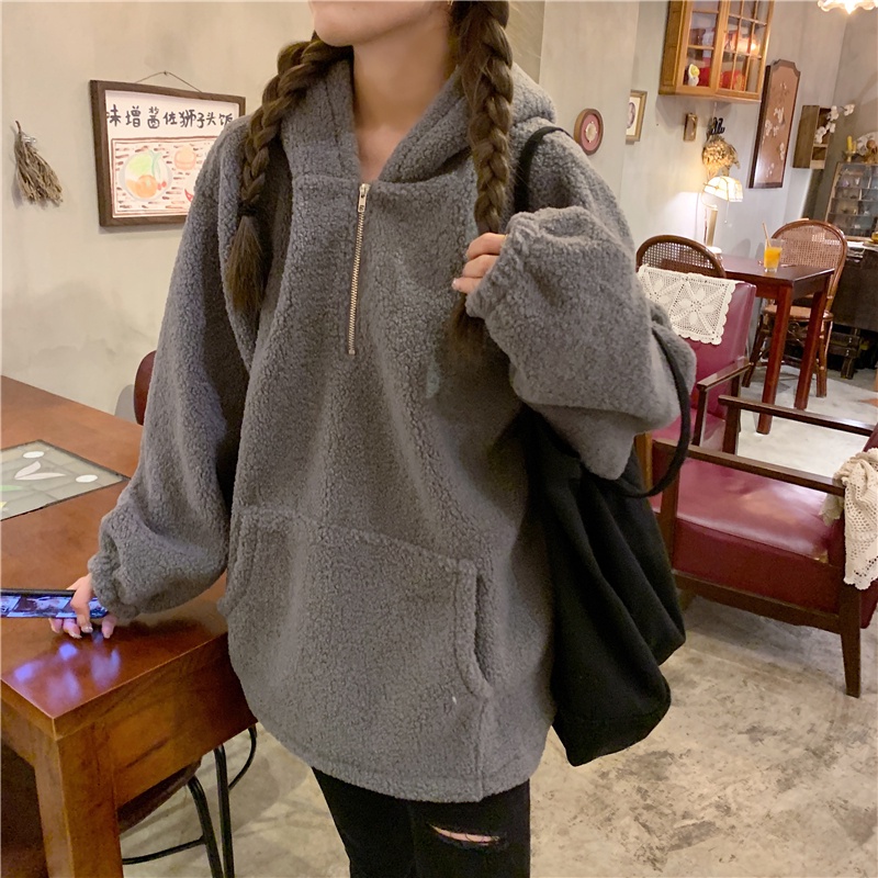 Áo hoodie dài tay dáng rộng thiết kế mới thời trang dành cho mùa đông | BigBuy360 - bigbuy360.vn