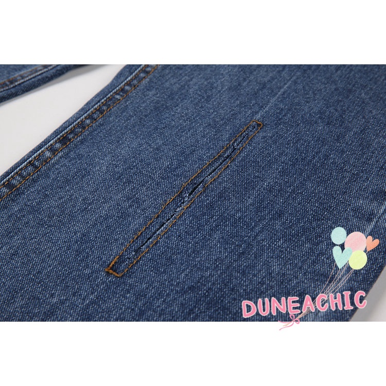 DUNEA Quần Jean Ống Rộng Phối Rách Cá Tính Dành Cho Nữ