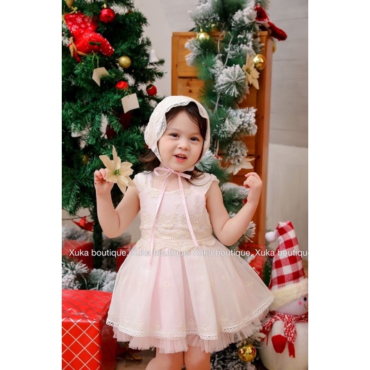 Váy Công Chúa Style Tây Ban Nha Cao Cấp Mẫu Mới 2022 Váy Lolita Ren Lưới Mùa Hè Cho Bé Gái (Kèm Mũ + Quần Trong)