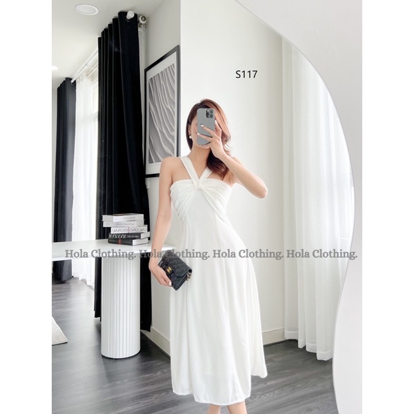 S117-Đầm 2 dây chéo ngực đi tiệc công sở