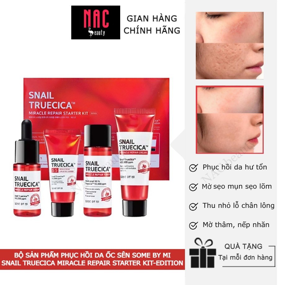 Bộ Kit Dưỡng Phục Hồi, Tái Tạo Da Chiết Xuất Ốc Sên Some By mi Snail Truecica Miracle Repair Start