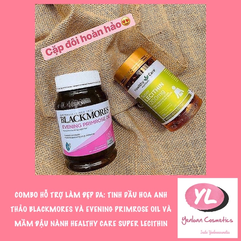 Combo đẹp da tinh dầu hoa anh thảo và mầm đậu nành Blackmores Evening Primrose Oil Úc 190 viên