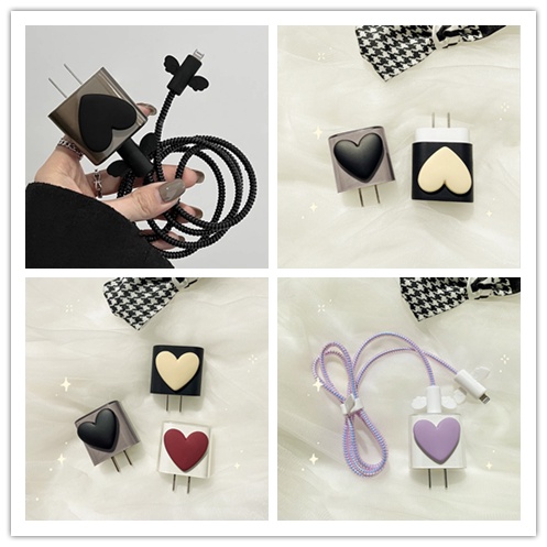Bộ Đầu Bảo Vệ Dây Cáp Sạc USB Trong Suốt Hình Trái Tim 18/20W