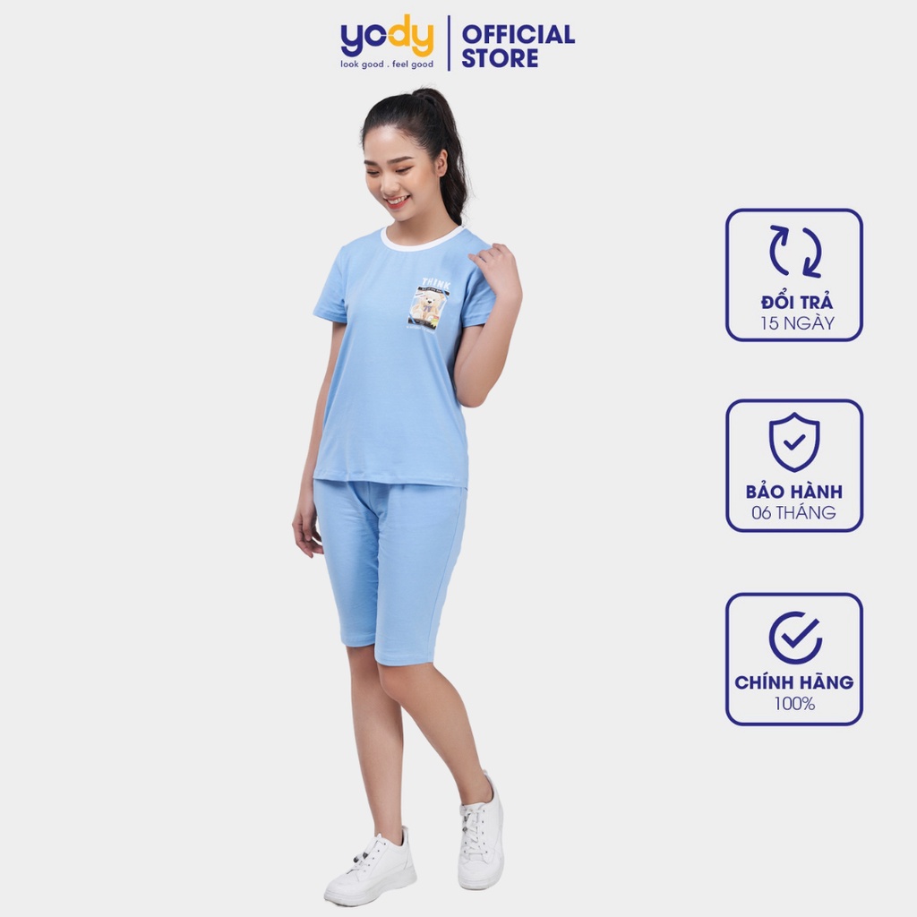 Bộ đồ nữ YODY quần lửng in hình gấu thoải mái mát mẻ - BDN5136