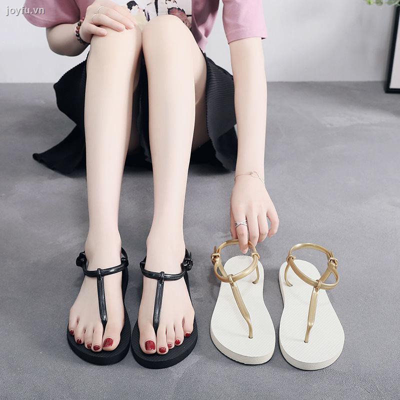 Sandals Women s summer flat-bottomed Korean version of the flip-flops student Roman beach shoes fashion simple flip-flop and slippers non-slip