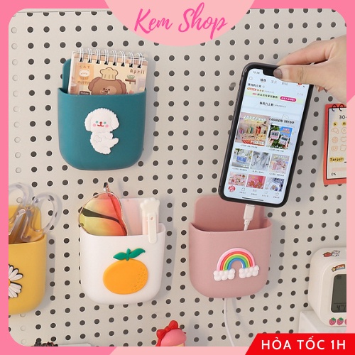 Kệ dán tường đa năng dễ thương Kem Shop, khay treo tường để bút/ điện thoại/ điều khiển, khay dính tường - K301