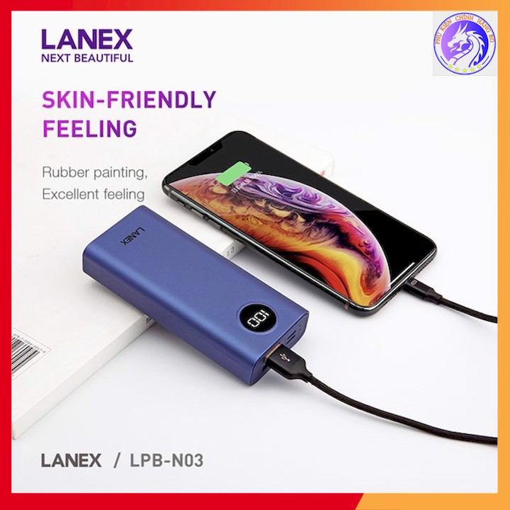 PIN DỰ PHÒNG POLYMER A+ 2 CỔNG USB 2.0A 10000MAH LANEX LPB-N03 - MÀN HÌNH LED