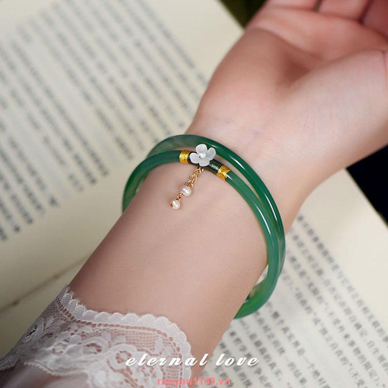 Natural jade bracelet, chalcedony jingle bracelet, female bells, ring one step at a time, fine bracelet ancient style gift for girlfriend | BigBuy360 - bigbuy360.vn