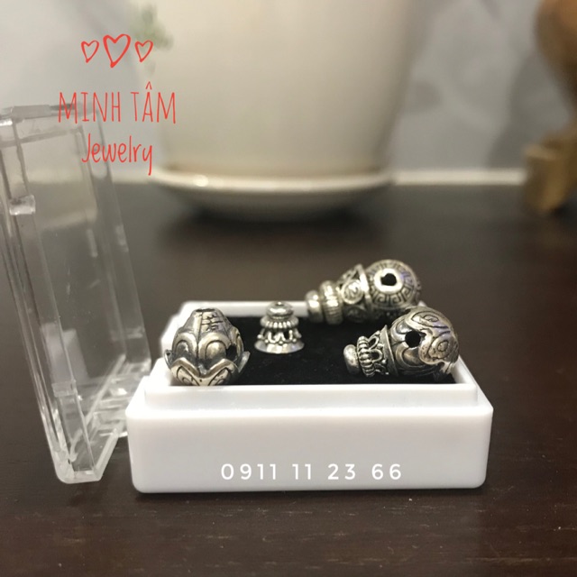 Charm bạc nút thắt hồ lô mix vòng tay hai chi tiết-Minh Tâm Jewelry