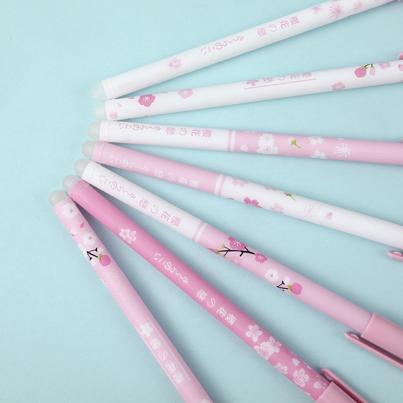 1 Bút Mực Gel Ngòi 0.5mm Có Thể Xóa Được Hình Hoa Anh Đào Màu Hồng/Xanh Dương