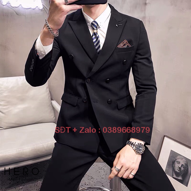 Áo Vest Nam 6 Cúc màu đen. Vải xịn cao cấp