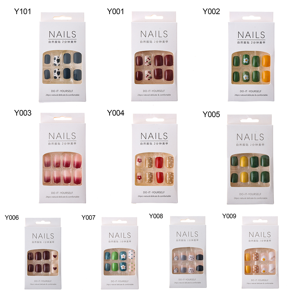 [Hàng mới về] Set 24 móng tay giả đầu tròn thờI trang cho nữ mihan1