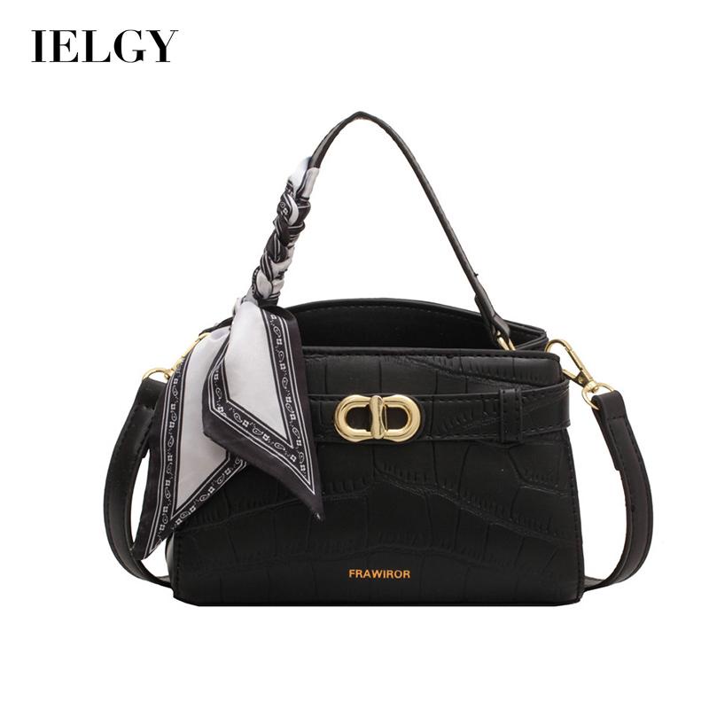 IELGY Túi đeo vai IELGY phối với khăn lụa và họa tiết vân đá thời trang Hàn Quốc cho nữ