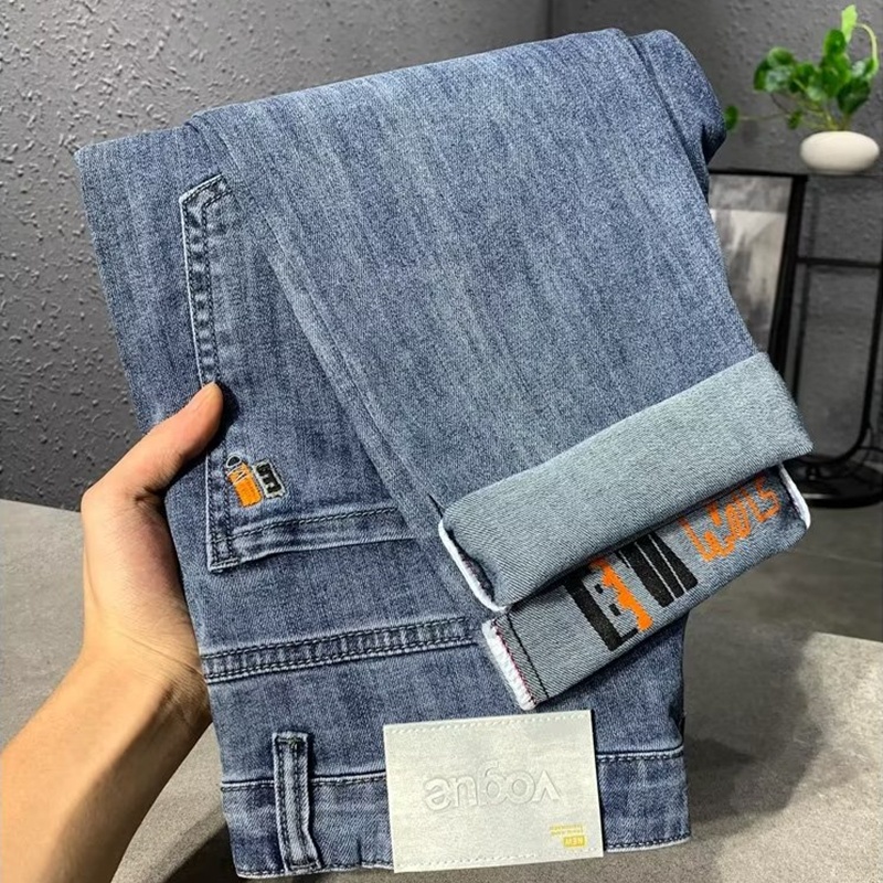 Quần Jean Dài Dáng Ôm Ống Thẳng Thiết Kế Đơn Giản Thời Trang Xuân Thu Cao Cấp Cho Nam