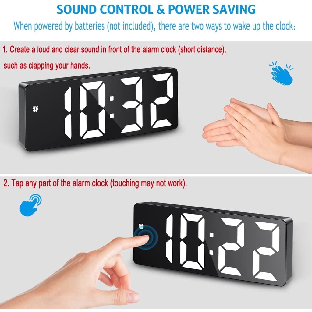 Đồng Hồ Báo Thức Điện Tử Màn Hình LED Hiển Thị Nhiệt Độ Phòng Ngủ Để Bàn Trang Trí Nội Thất