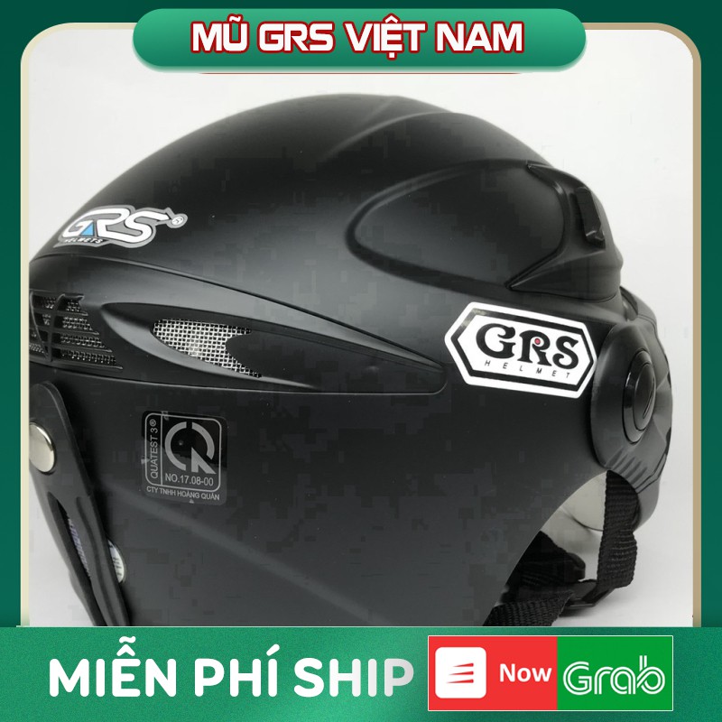 Mũ GRS A966K (Đen nhám) - Mũ bảo hiểm 2 kính GRS chính hãng - Mũ 2 lớp kính cho người lớn