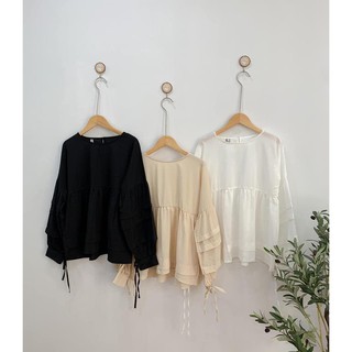 Áo sơ mi lụa mềm bánh bèo dài tay