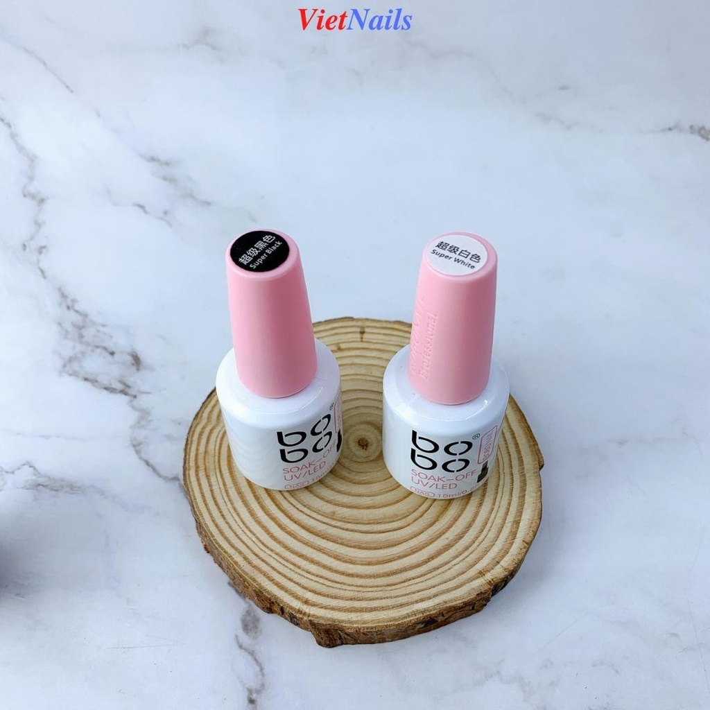 Sơn Gel Bobo Màu Trắng, Màu Đen Lên Chuẩn Màu Dung Tích 15ml