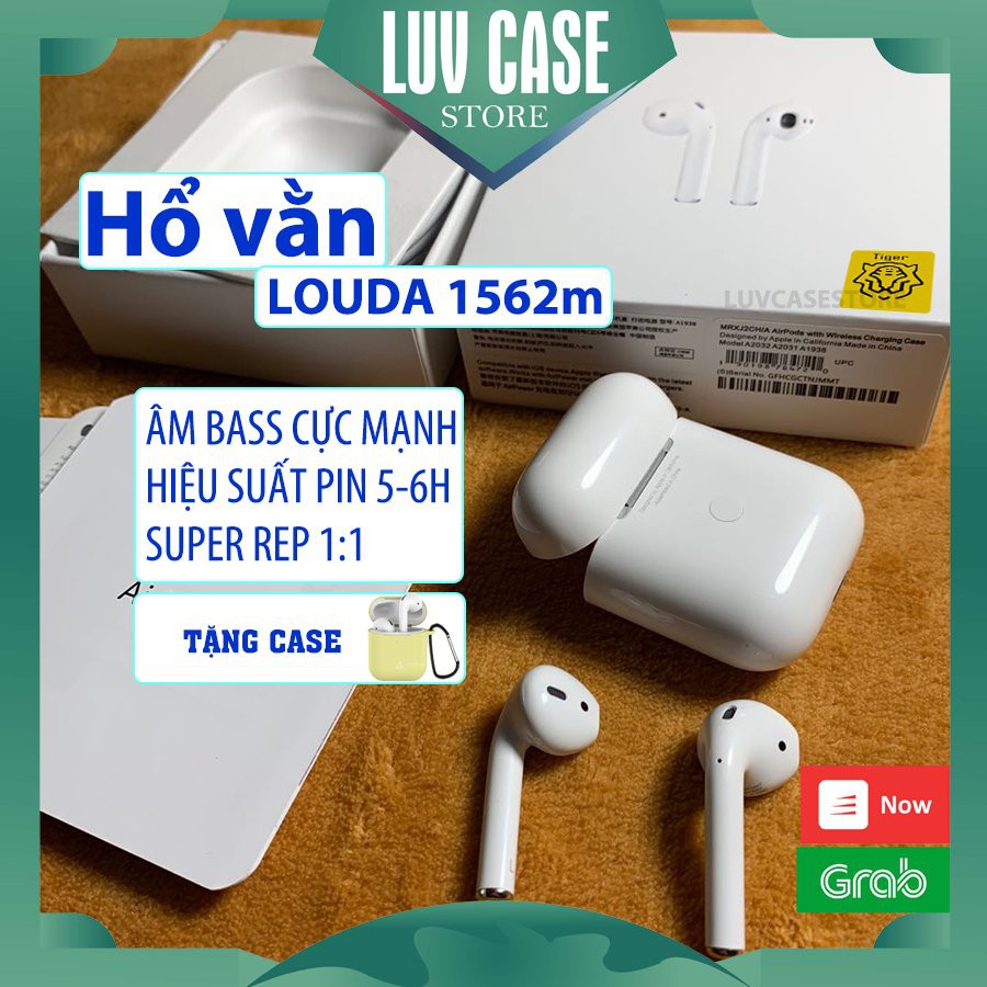 Tai Nghe Bluetooth Iphone Airpods 2 Louda Hỗ Vằn 1562M - Pin 5h [Định Vị - Đổi Tên - Sạc Khong Dây] Âm Thanh Siêu Cấp