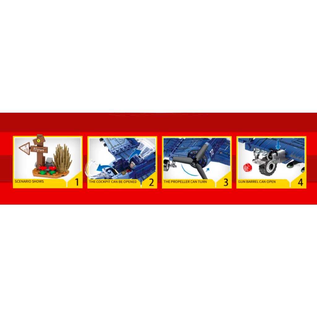 Set 440 Mô Hình Máy Bay Chiến Đấu MOC WW2 F4U Corsair Mới