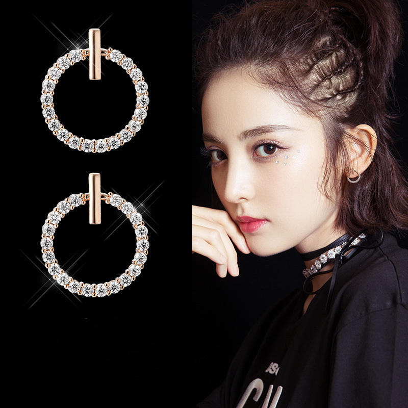 Khuyên Tai Đính Đá Zircon Đơn Giản Thời Trang Cho Nữ