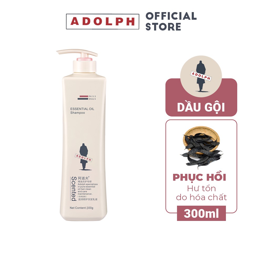 Dầu gội phục hồi tóc hư tổn dùng hóa chất Adolph Nourish & Repair Shampoo hương thơm thanh lịch 300ml