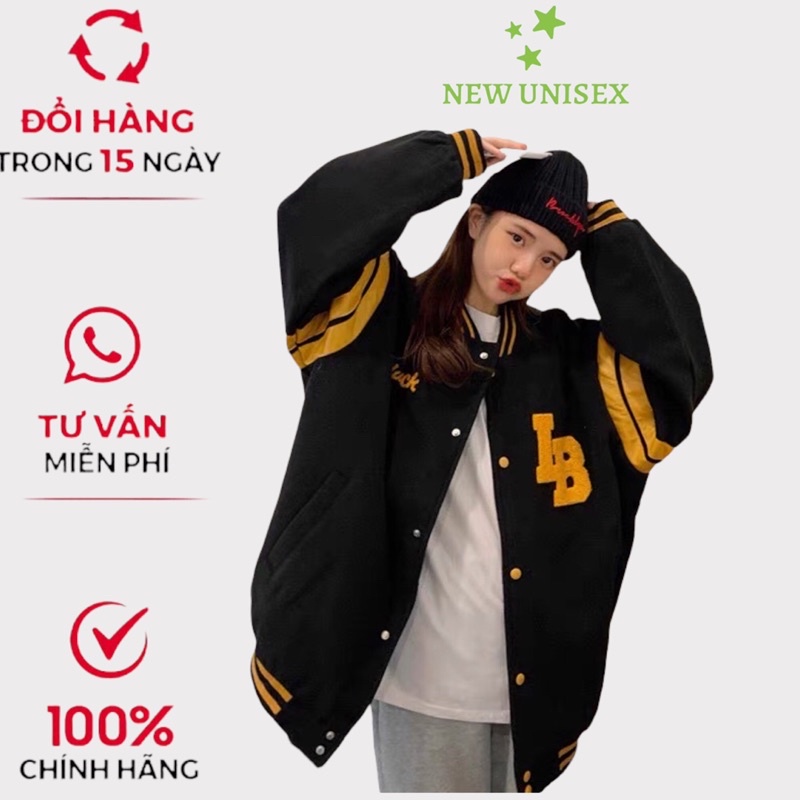 Áo Khoác Bomber In Chữ LB, Áo Khoác Nỉ Nam Nữ Form Rộng Dáng Hàn [NewUnisex]