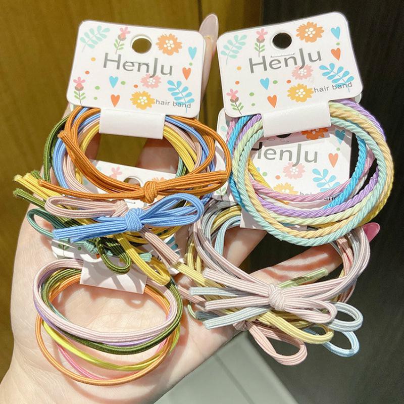 Set 6 Dây Buộc Tóc Co Giãn Màu Kẹo Ngọt Phong Cách Hàn Quốc