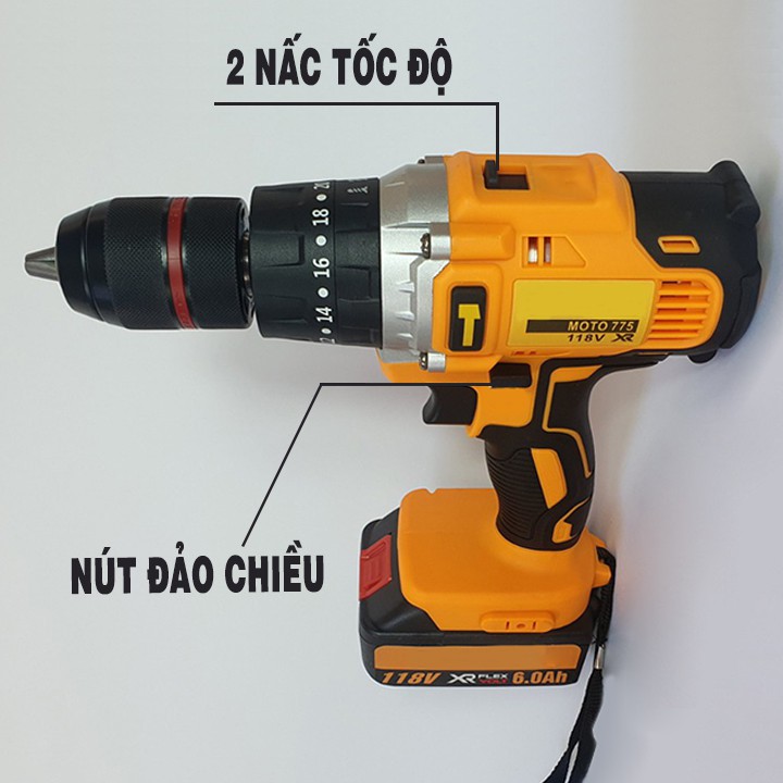 Máy khoan có búa dùng pin DEWALT 118V - PIN chuẩn 10 Cell - Khoan tường, bắt vit, siết bulong,..