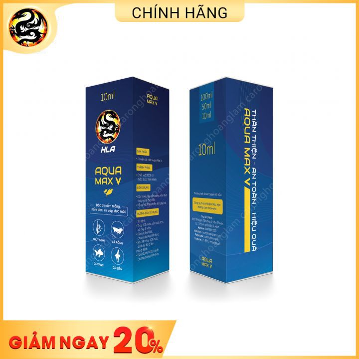 Thuốc Trị Bênh Cá Cảnh Aqua Max V [ Aqua Max 5 ]Điều Trị Nấm Đen, Nấm Trắng, Xù Vảy, Xuất Huyết Vảy, Đục Mắt