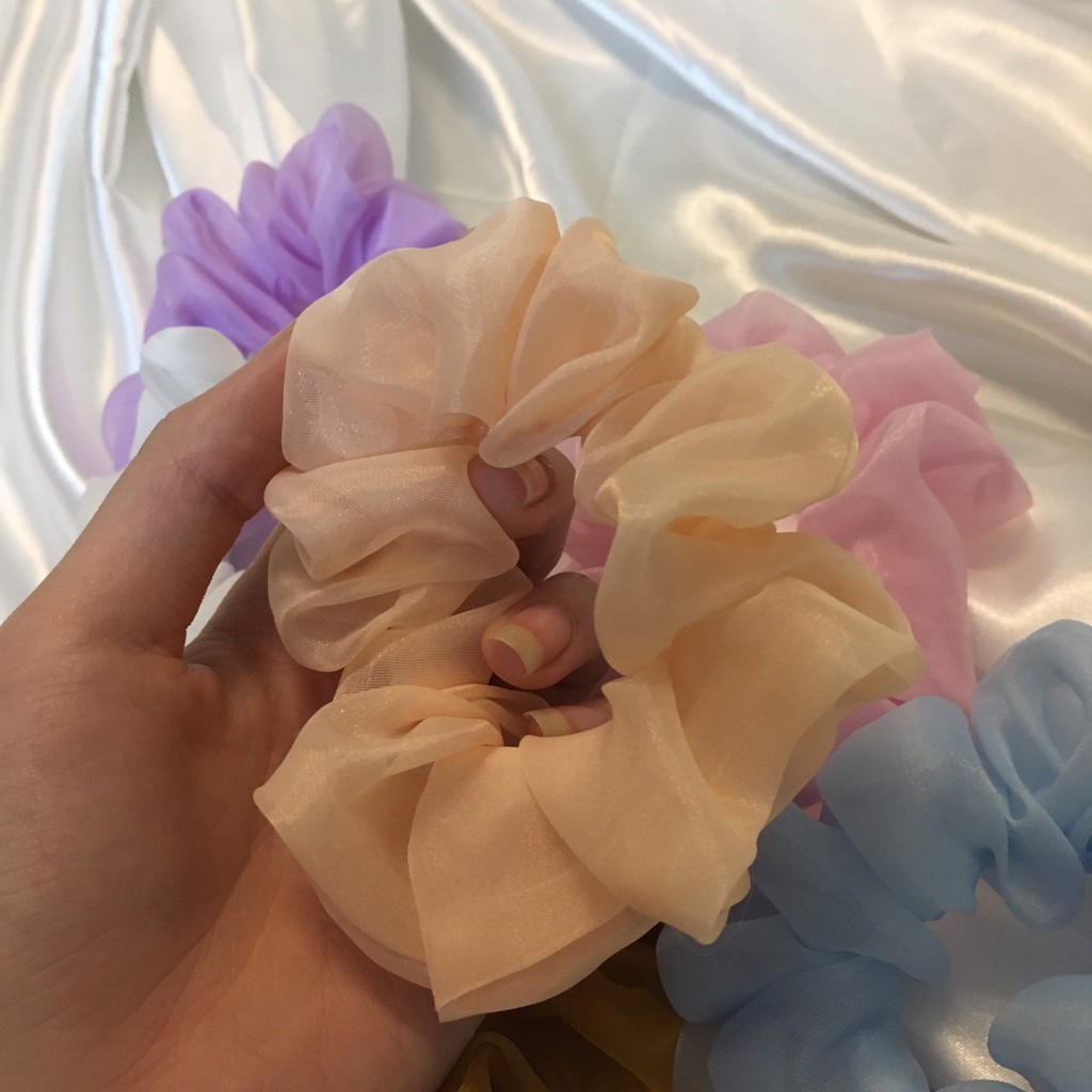 Cột tóc Vải voan bóng ánh kim Scrunchies phong cách vingate ( voan bóng kim)