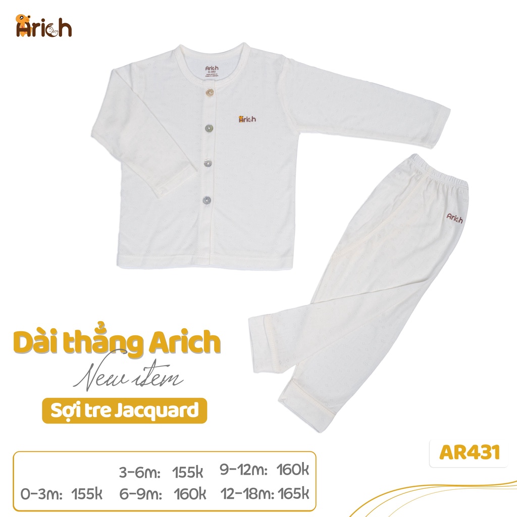 Bộ dài tay cài thẳng vải sợi tre thông hơi Arich