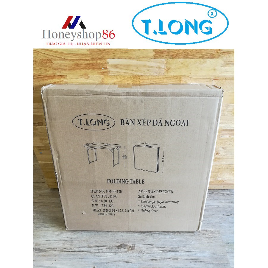 Bàn xếp chữ nhật Thanh Long HM-FH120 120 x 60 x 52.5/74 cm Trắng thiết kế thông minh, tiện lợi HONEYSHOP86