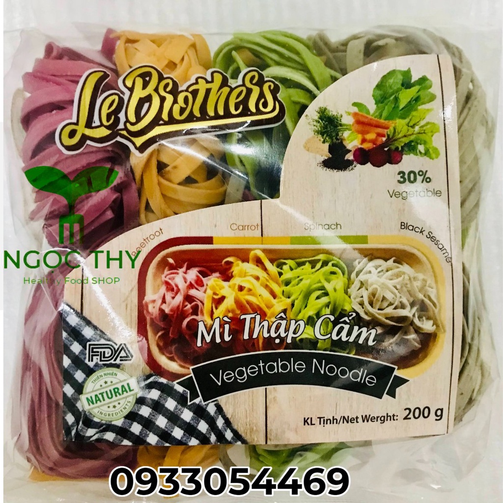 Mì rau củ thập cẩm Duy Anh Food 200gr 8 vắt (mè đen, cà rốt, bó xôi, củ dền)