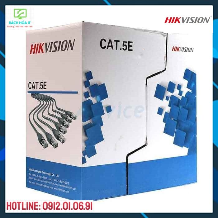 Dây Mạng Hikvision Cat5E DS-1LN5E-E/E Lõi Đồng Nguyên Chất Cuộn 305M-Cuộn Dây mạng LbLink Cat6 CCA UTP 305M (Màu Trắng)