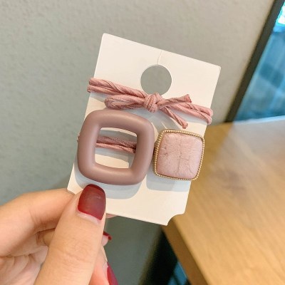 Dây Buộc Tóc Cao Su Co Giãn Mặt Hình Vuông Kiểu Hàn Quốc Ngọt Ngào Xinh Xắn Cho Bé Gái