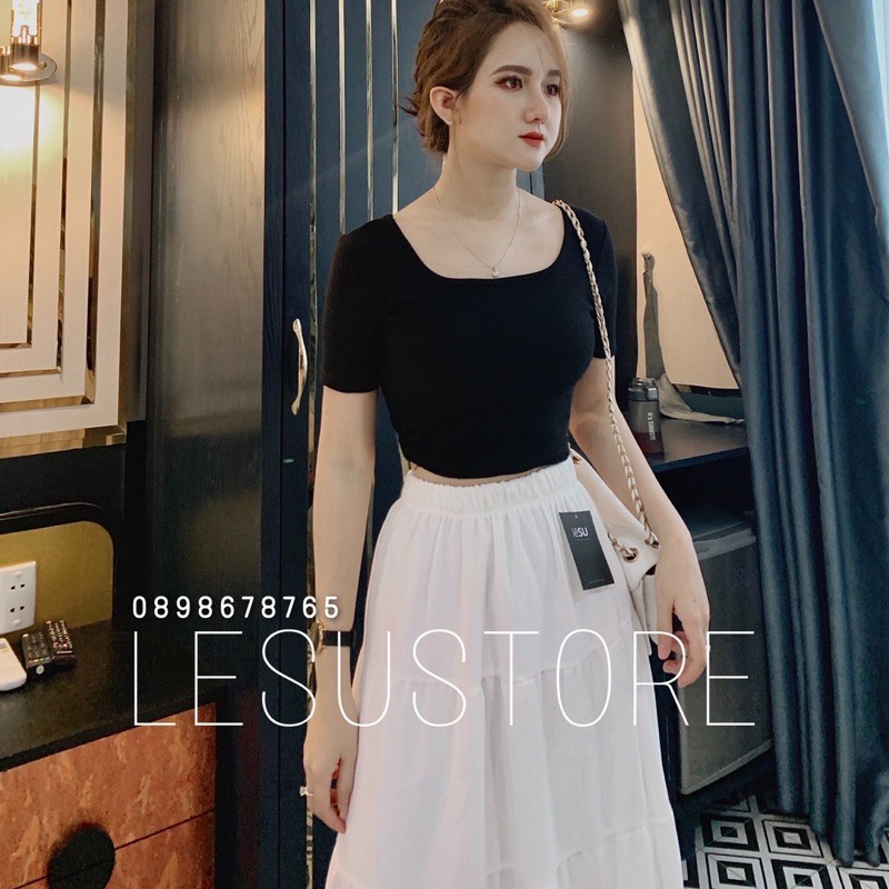 ẢNH TỰ CHỤP Croptop tay ngắn thắt nơ lưng