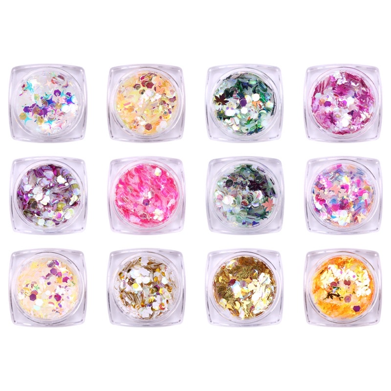 12 nhũ mắt kim tuyến cao cấp KIRA hình hoa, trái tim, lá, bướm, đám mây, ngôi sao R088-26 | BigBuy360 - bigbuy360.vn