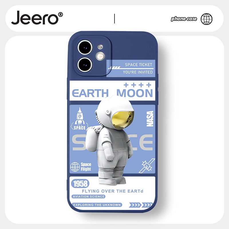 Ốp điện thoại Jeero HFF130 silicone mềm chống sốc in hình phi hành gia thích hợp cho iPhone 13 12 11PM X XR XS 8 7 6 6S