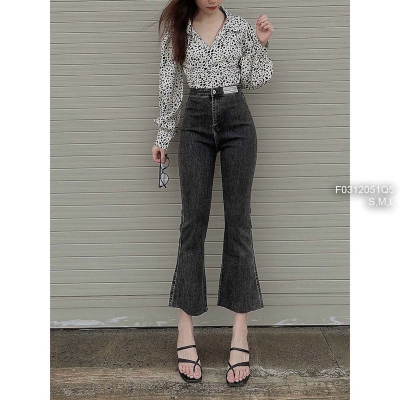 Quần jeans dài trơn ống loe 9 tất