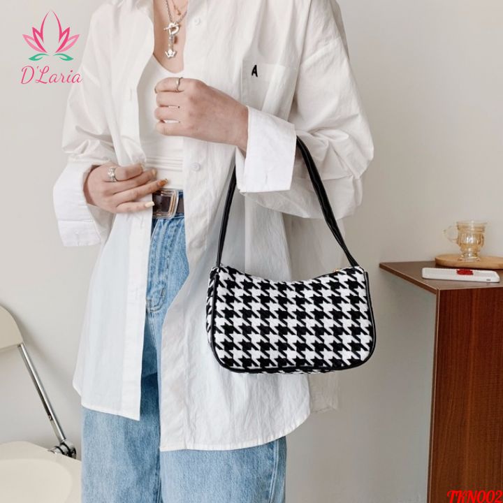 Túi xách nữ kẹp nách đeo vai họa tiết Caro thời trang Hàn Quốc TKN002