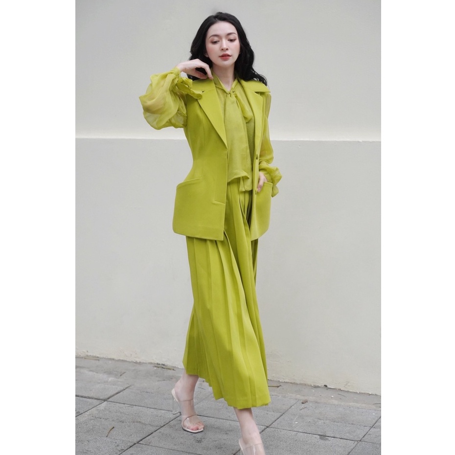 Set áo gile blazer và chân váy midi nữ HUONG BOUTIQUE HBVEST157