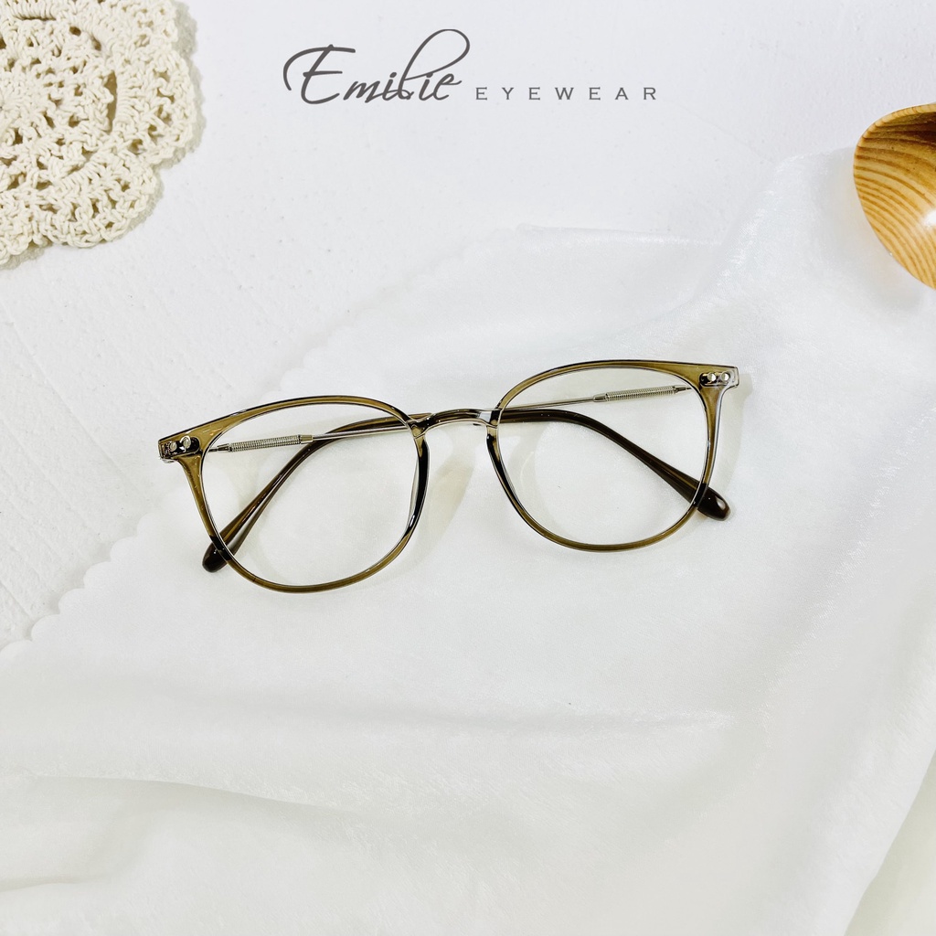 Gọng kính vuông bầu nhựa dẻo nam nữ Kính mắt Emilie phụ kiện thời trang 9530